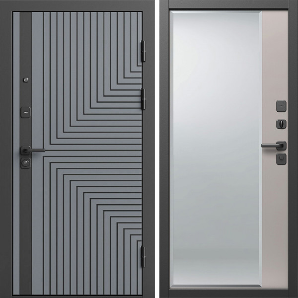 Входная дверь Termo-Door Квантум Грей - Зеркало Фацет Капучино