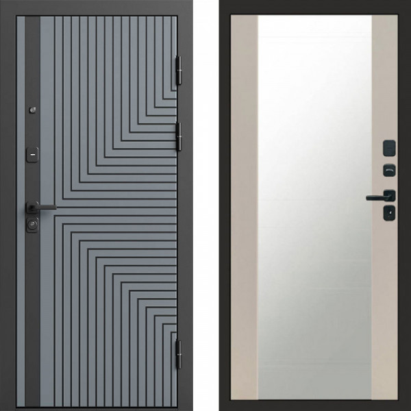 Входная дверь Termo-Door Квантум Грей - Зеркало Слоновая кость