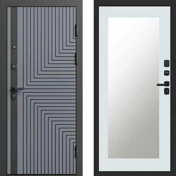 Входная дверь Termo-Door Квантум Грей - Зеркало Триумф Белый софт