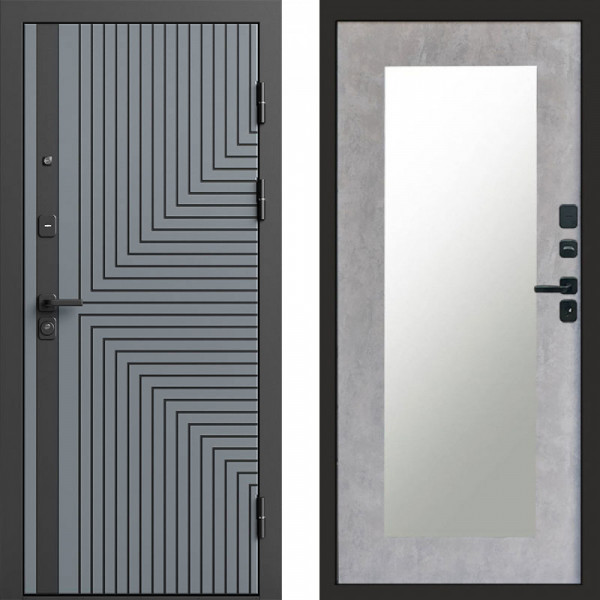 Входная дверь Termo-Door Квантум Грей - Зеркало Триумф бетон светлый