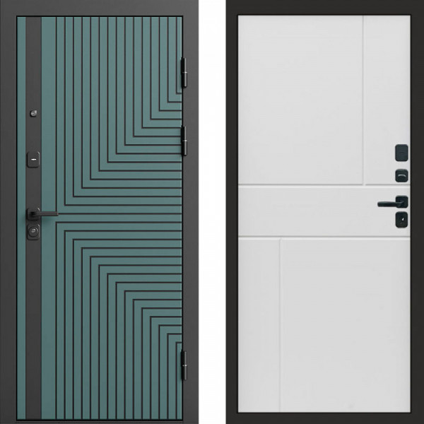 Входная дверь Termo-Door Квантум velutto verde - Горизонт белый