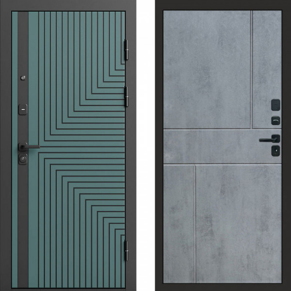 Входная дверь Termo-Door Квантум velutto verde - Горизонт бетон темный