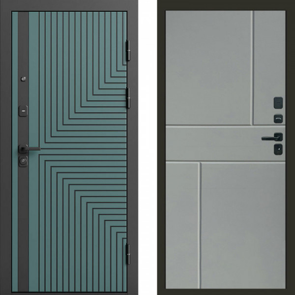 Входная дверь Termo-Door Квантум velutto verde - Горизонт Grey софт