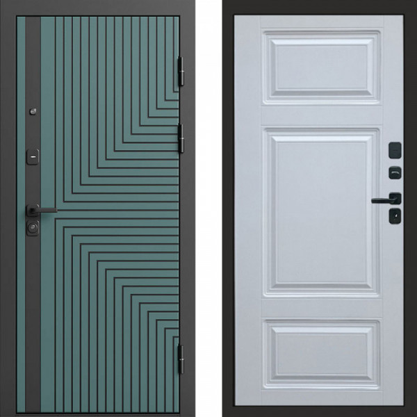 Входная дверь Termo-Door Квантум velutto verde - Лион Белый софт