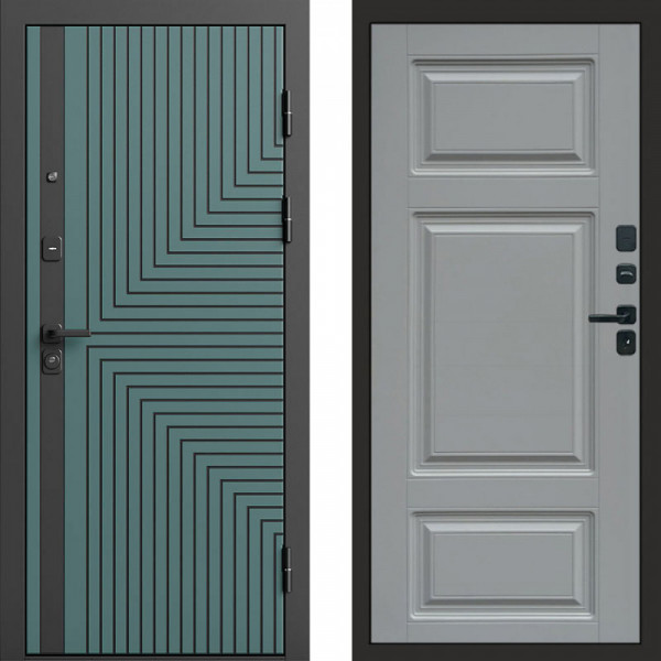 Входная дверь Termo-Door Квантум velutto verde - Лион Grey софт