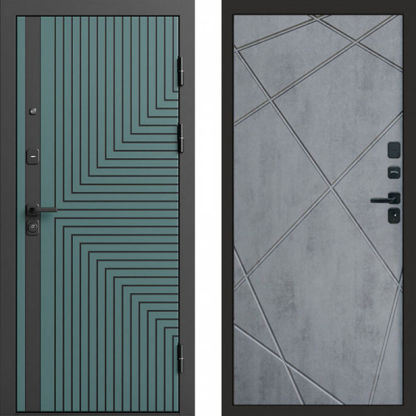 Входная дверь Termo-Door Квантум velutto verde - Лучи бетон темный