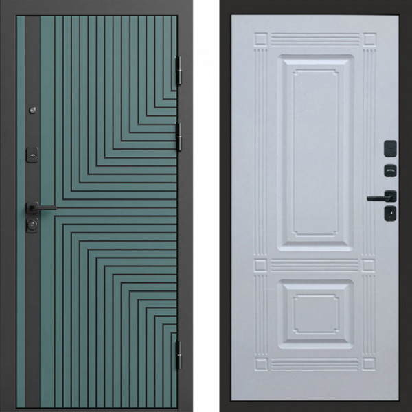 Входная дверь Termo-Door Квантум velutto verde - Мадрид Белый софт