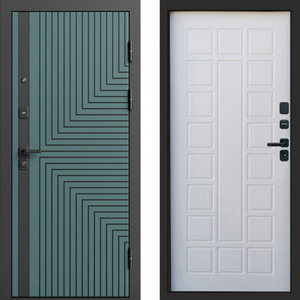 Входная дверь Termo-Door Квантум velutto verde - Престиж белое дерево