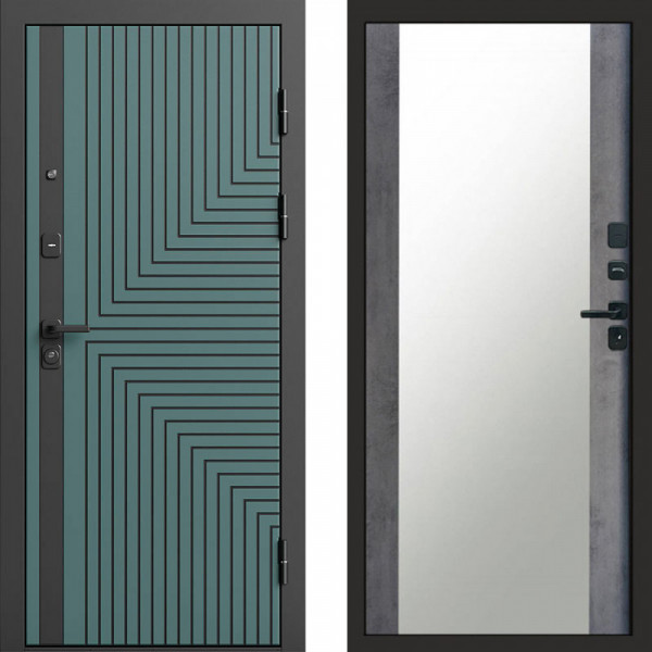 Входная дверь Termo-Door Квантум velutto verde - Зеркало бетон темный