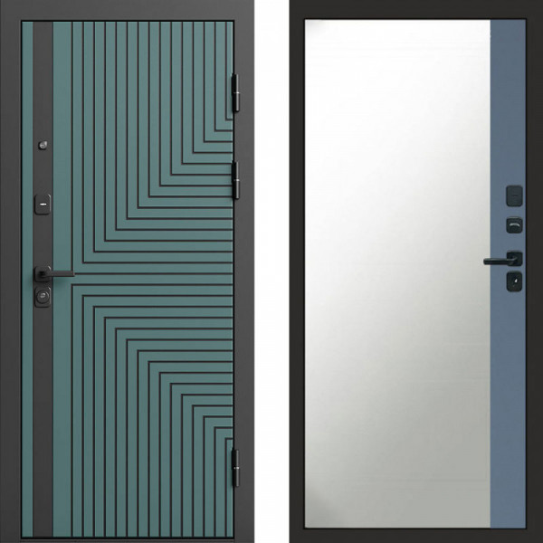 Входная дверь Termo-Door Квантум velutto verde - Зеркало Фацет Grey софт