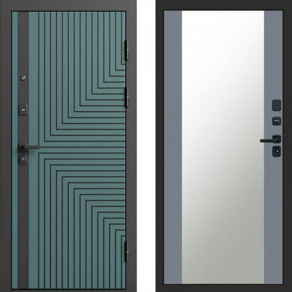 Входная дверь Termo-Door Квантум velutto verde - Зеркало Grey Софт