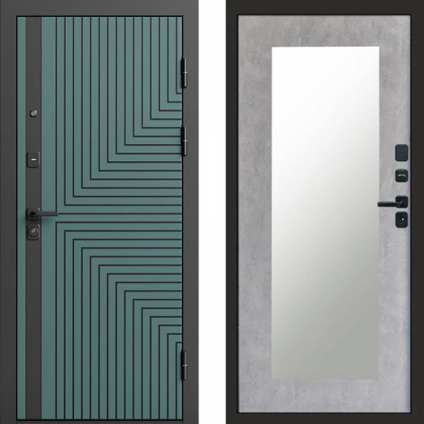 Входная дверь Termo-Door Квантум velutto verde - Зеркало Триумф бетон светлый