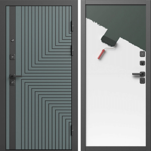 Входная дверь Termo-Door Квантум Велютто Верде - Гладкая Панель Под Покраску (грунт)