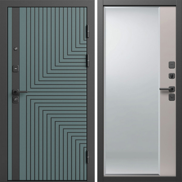 Входная дверь Termo-Door Квантум Велютто Верде - Зеркало Фацет Капучино