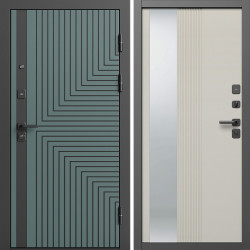 Входная дверь Termo-Door Квантум Велютто Верде - Зеркало Люмис Соновая Кость