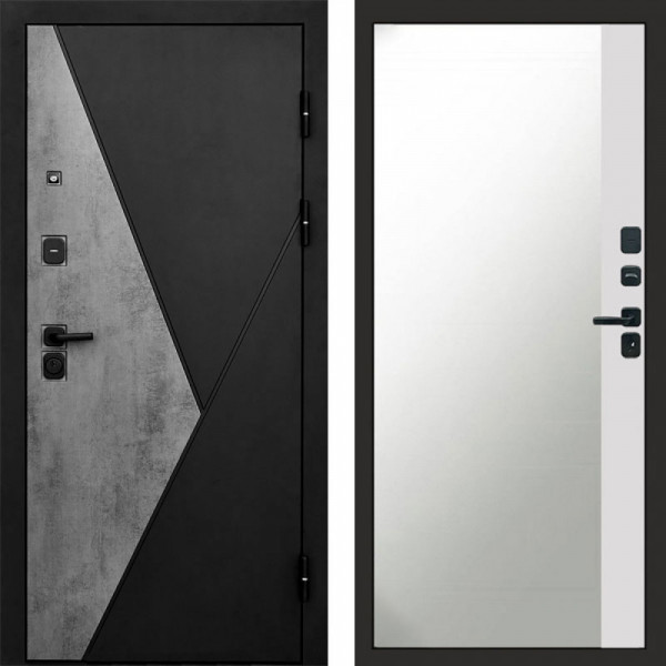 Входная дверь Termo-Door Матрикс Бетон - Зеркало Фацет Белый софт