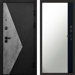 Входная дверь Termo-Door Матрикс Бетон - Зеркало Фацет Черный кварц+тонировка серая