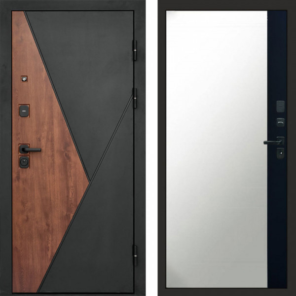 Входная дверь Termo-Door Матрикс Дуб - Зеркало Фацет Черный кварц