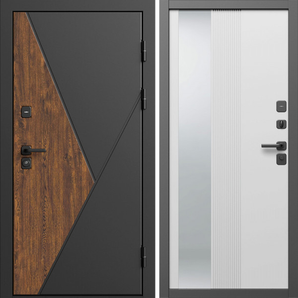 Входная дверь Termo-Door Матрикс Дуб - Зеркало Люмис Белый Софт