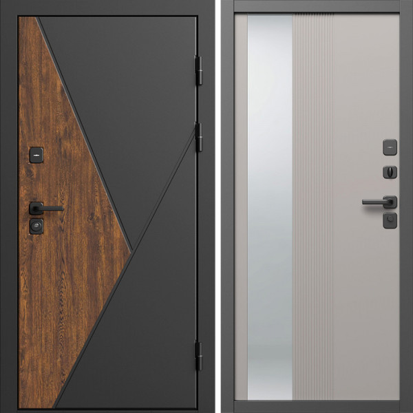 Входная дверь Termo-Door Матрикс Дуб - Зеркало Люмис Капучино