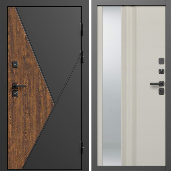 Входная дверь Termo-Door Матрикс Дуб - Зеркало Люмис Соновая Кость