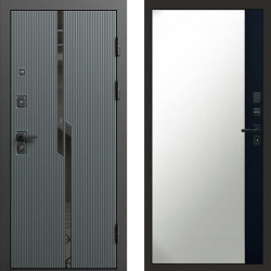 Входная дверь Termo-Door Прайм - Зеркало Фацет Черный кварц+тонировка серая