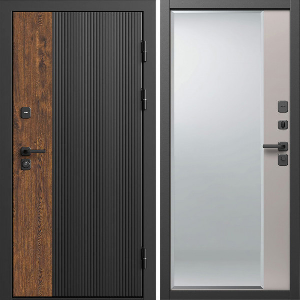 Входная дверь Termo-Door Престиж - Зеркало Фацет Капучино