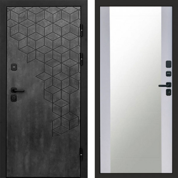 Входная дверь Termo-Door Спейс Бетон Патина - Зеркало белый софт