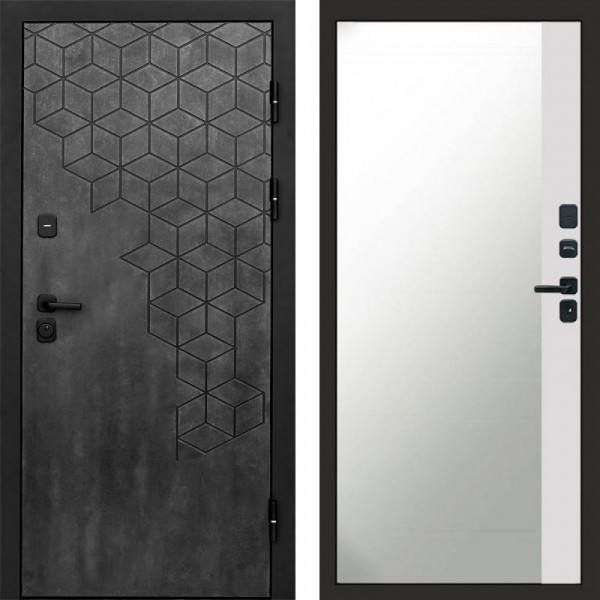 Входная дверь Termo-Door Спейс Бетон Патина - Зеркало Фацет Белый софт