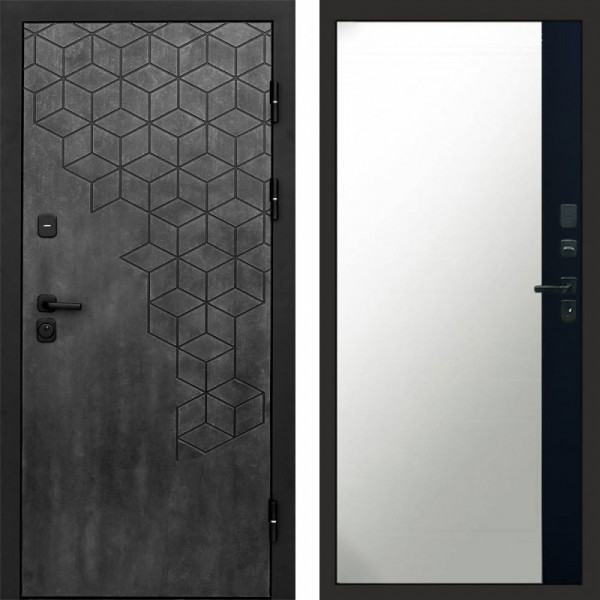 Входная дверь Termo-Door Спейс Бетон Патина - Зеркало Фацет Черный кварц