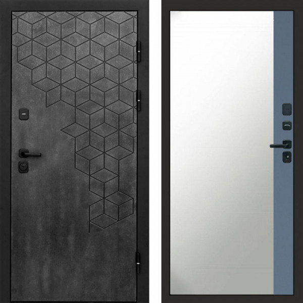 Входная дверь Termo-Door Спейс Бетон Патина - Зеркало Фацет Grey софт