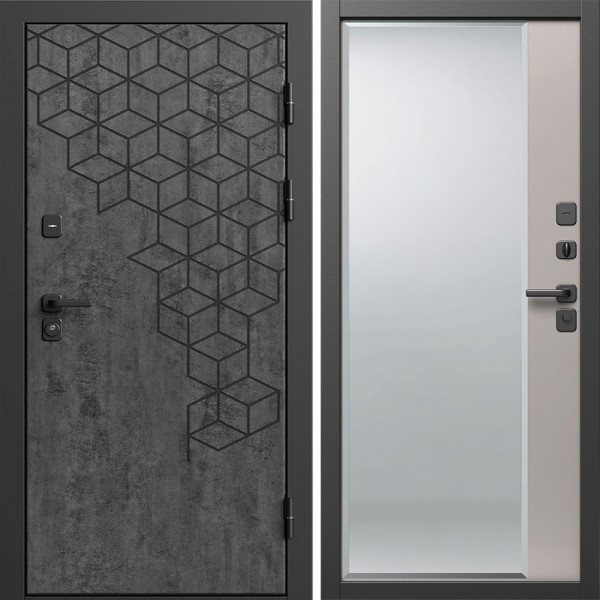 Входная дверь Termo-Door Спейс Бетон Патина - Зеркало Фацет Капучино