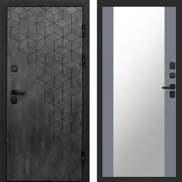 Входная дверь Termo-Door Спейс Бетон Патина - Зеркало Grey Софт