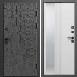 Входная дверь Termo-Door Спейс Бетон Патина - Зеркало Люмис Белый Софт