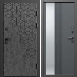 Входная дверь Termo-Door Спейс Бетон Патина - Зеркало Люмис Грей Софт