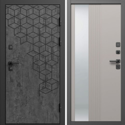 Входная дверь Termo-Door Спейс Бетон Патина - Зеркало Люмис Капучино
