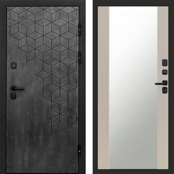 Входная дверь Termo-Door Спейс Бетон Патина - Зеркало Слоновая кость