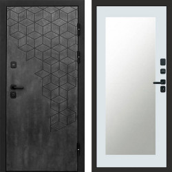 Входная дверь Termo-Door Спейс Бетон Патина - Зеркало Триумф Белый софт