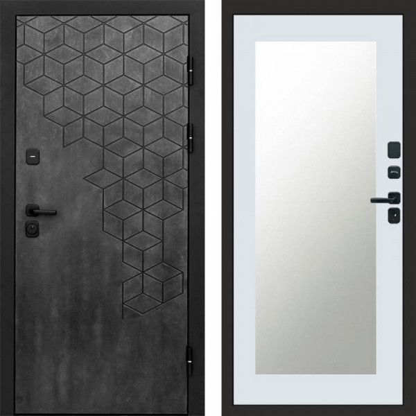 Входная дверь Termo-Door Спейс Бетон Патина - Зеркало Триумф Белый софт