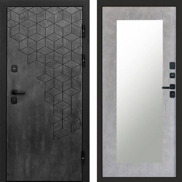 Входная дверь Termo-Door Спейс Бетон Патина - Зеркало Триумф бетон светлый