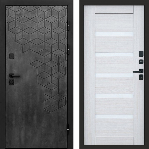 Входная дверь Termo-Door Спейс Бетон Патина - Зеркало Триумф Царга лиственница 4500 / 5500