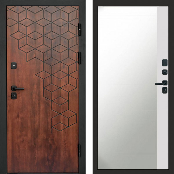 Входная дверь Termo-Door Спейс Дуб Патина - Зеркало Фацет Белый софт