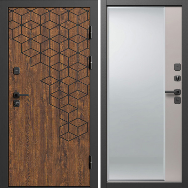 Входная дверь Termo-Door Спейс Дуб Патина - Зеркало Фацет Капучино