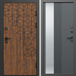 Входная дверь Termo-Door Спейс Дуб Патина - Зеркало Люмис Грей Софт