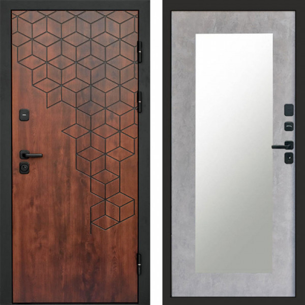 Входная дверь Termo-Door Спейс Дуб Патина - Зеркало Триумф бетон светлый