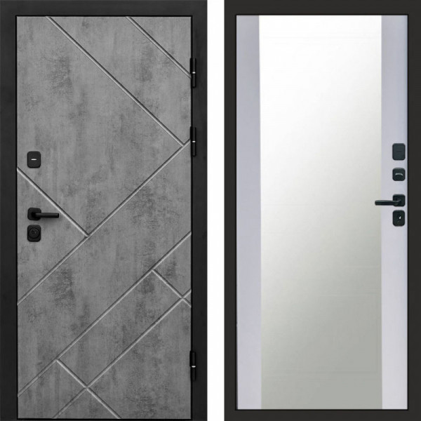 Входная дверь Termo-Door Стоун Бетон - Зеркало белый софт