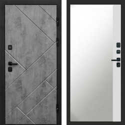Входная дверь Termo-Door Стоун Бетон - Зеркало Фацет Белый софт