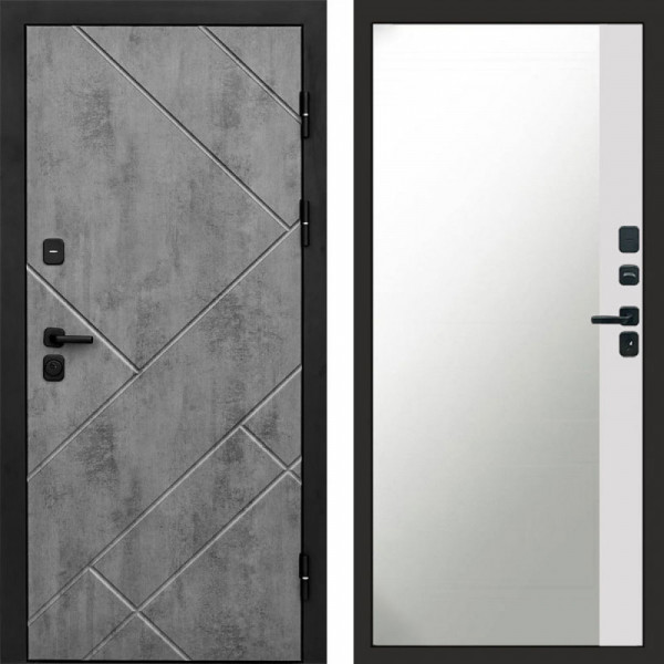 Входная дверь Termo-Door Стоун Бетон - Зеркало Фацет Белый софт