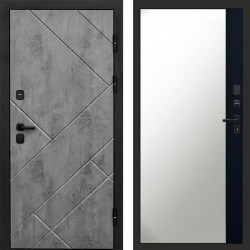 Входная дверь Termo-Door Стоун Бетон - Зеркало Фацет Черный кварц+тонировка серая