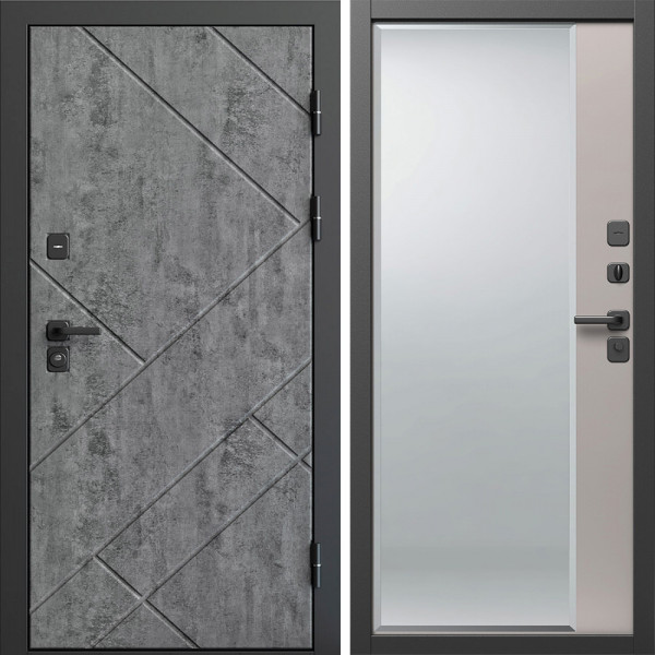 Входная дверь Termo-Door Стоун Бетон - Зеркало Фацет Капучино